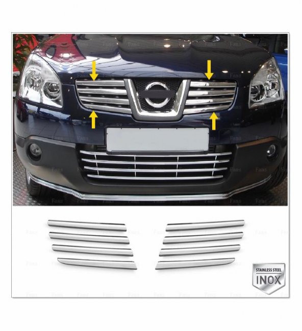 FAMS OTO AKSESUAR Nissan Qashqai Krom Ön Panjur 8 prç. 2007-2010 P. Çelik ürün görseli 1
