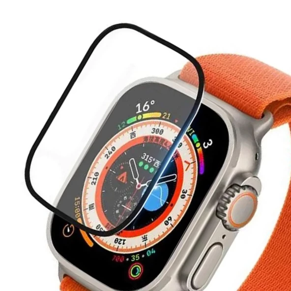 Bufalo Apple Watch Ultra 49mm Ekran Koruyucu 3D Kavisli PMMA Nano Siyah Çerçeve ürün görseli 1