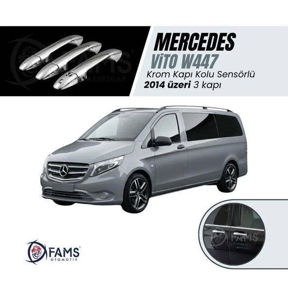 FAMS OTO AKSESUAR Mercedes  Vito W447 Krom Kapı Kolu 3 kapı 2014 Üzeri P. Çelik Sensörlü ürün görseli 1
