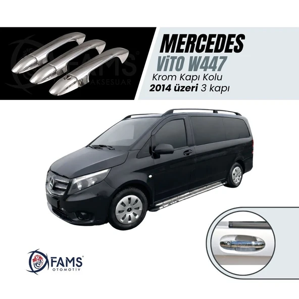 FAMS OTO AKSESUAR Mercedes Vito W447 Krom Kapı Kolu 3 Kapı 2014 Üzeri P,çelik ürün görseli 1