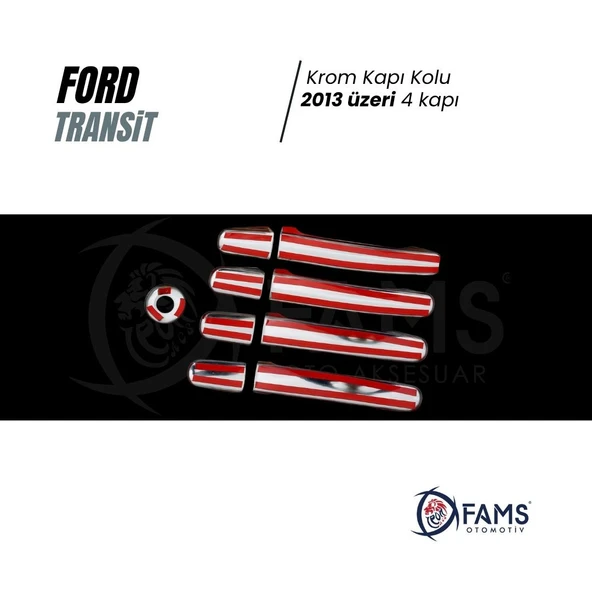 FAMS OTO AKSESUAR Ford Transit Krom Kapı Kolu 4 Kapı 9 Parça 2013 Üzeri P. Çelik ürün görseli 1