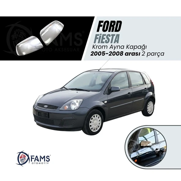 Ford Fiesta Krom Ayna Kapağı 2005-2008 uyumlu Paslanmaz Çelik ( 2 Parça ) ürün görseli 1
