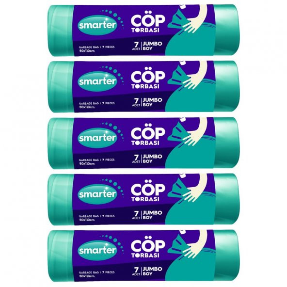 SMARTER 5 Lİ JUMBO BOY ÇÖP TORBASI 80x110cm ( ÇÖP POŞETİ ) ürün görseli 1