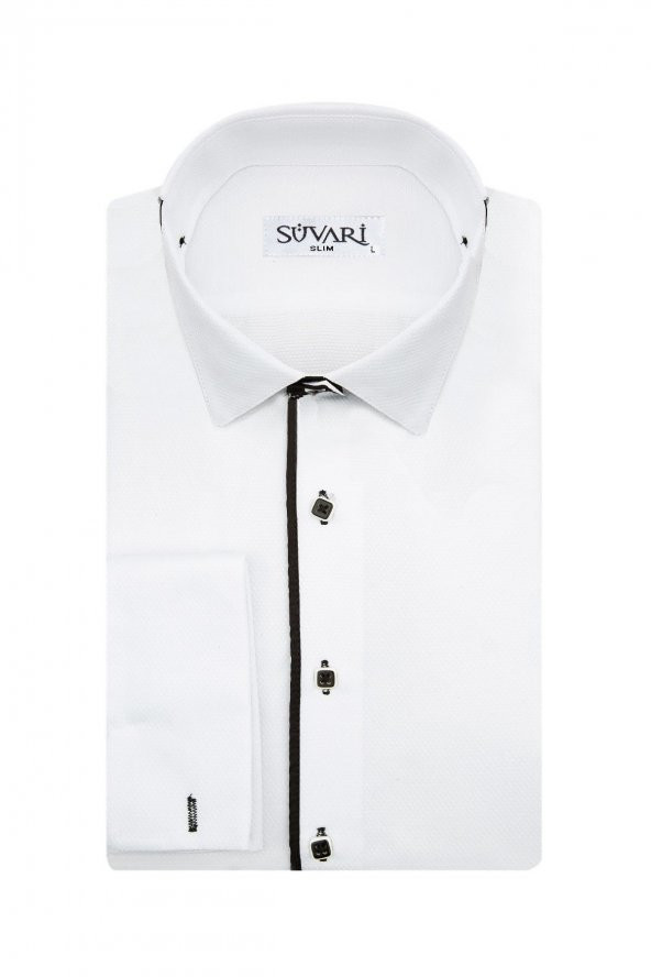 Slim Fit Ata Yaka Beyaz Erkek Gömlek ürün görseli 1