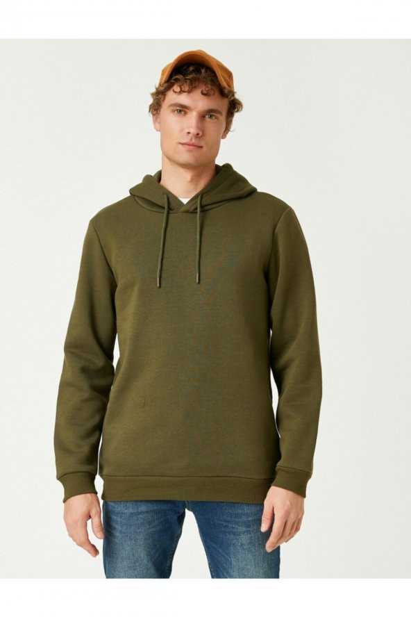 Basic Kapşonlu Sweatshirt - Resim 2