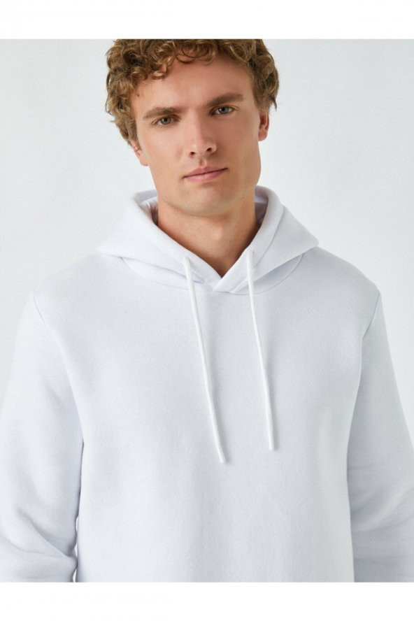 Basic Kapşonlu Sweatshirt - Resim 6