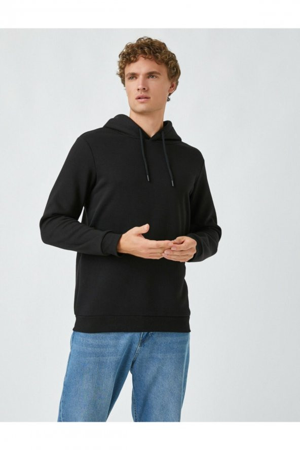 Basic Kapşonlu Sweatshirt - Resim 9