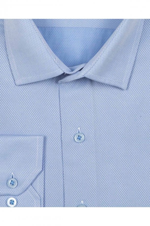 Slim Fit Armür Desenli Erkek Gömlek - Resim 2