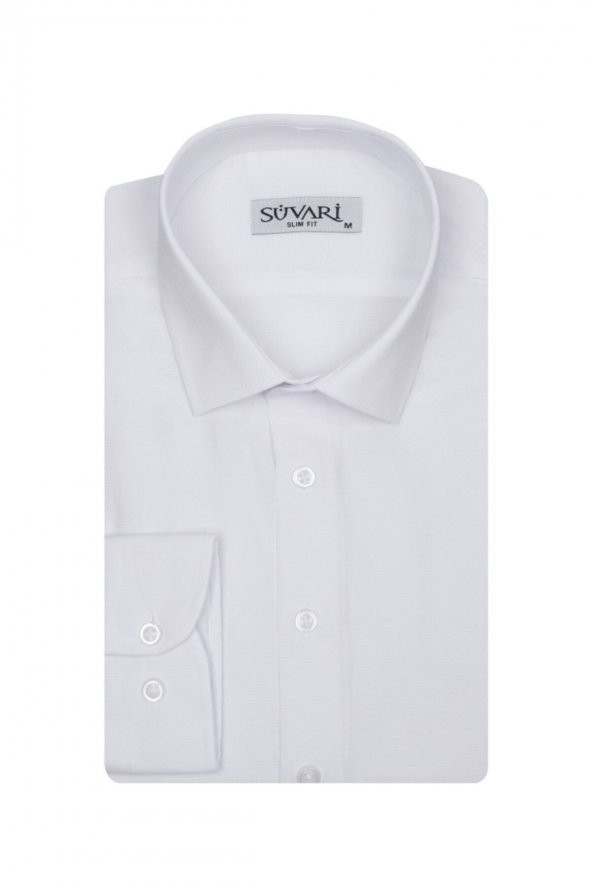 Slim Fit Armür Desenli Erkek Gömlek - Resim 5