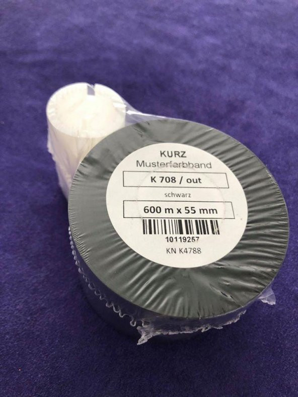 Kurz K 708 / Out Siyah Wax Ribon 600m x 55mm - Termal Baskı Kağıdı Wax Ribbon ürün görseli 1
