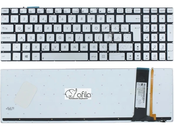 Asus N550JK-DS71T Notebook Klavyesi Gri TR ışıklı ürün görseli 1