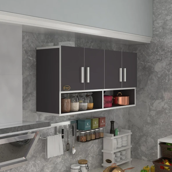 Kenzlife hazır mutfak vesper gri 060*120*22 mutfak banyo dolabı kapaklı raflı ürün görseli 1
