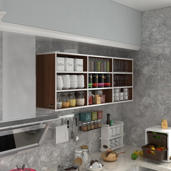 Kenzlife hazır mutfak orela cvz 060*150*22 mutfak banyo dolabı kapaksız raflı ürün görseli 1