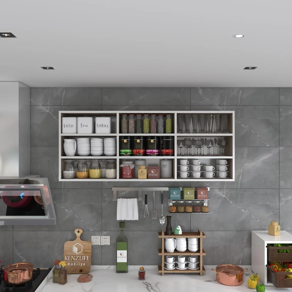 Kenzlife hazır mutfak orela crd 060*150*22 mutfak banyo dolabı kapaksız raflı ürün görseli 1