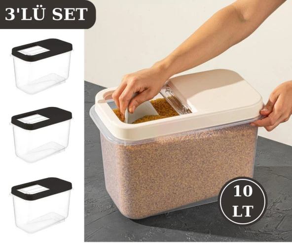 Flosoft Multibox 10 LT Kaydırak Kapaklı Erzak Saklama Kabı 3’lü Set 3x10lt FÜME ürün görseli 1