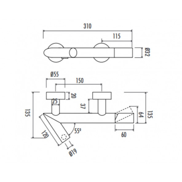 Creavit ST2500 Straw Banyo Armatürü - Resim 2