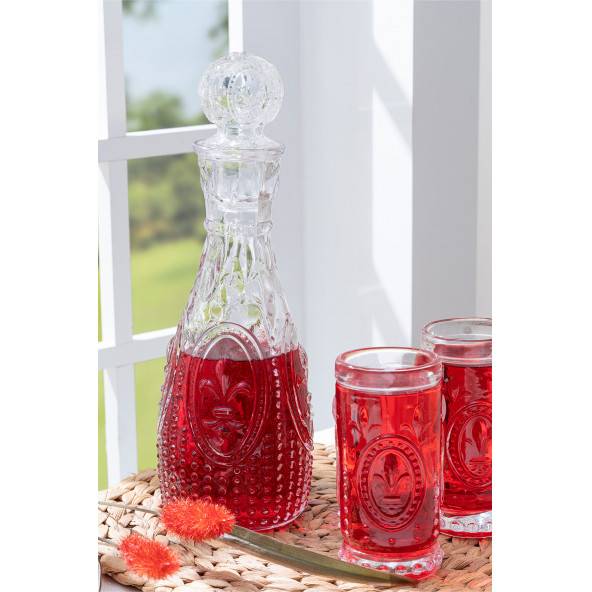 Glamis Cam Fleur De Lis Model Karaf 2 Bardaklı Set - Resim 3