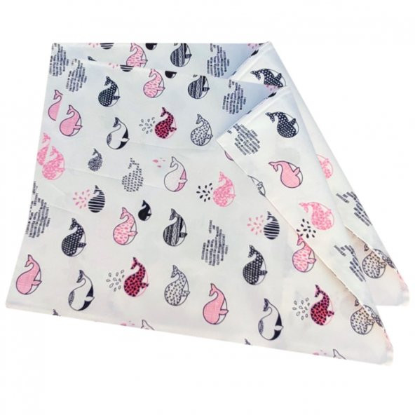 S-Mall Bebek Yastık Kılıfı 2 li - 35x45 cm - Pembe Balinalar ürün görseli 1