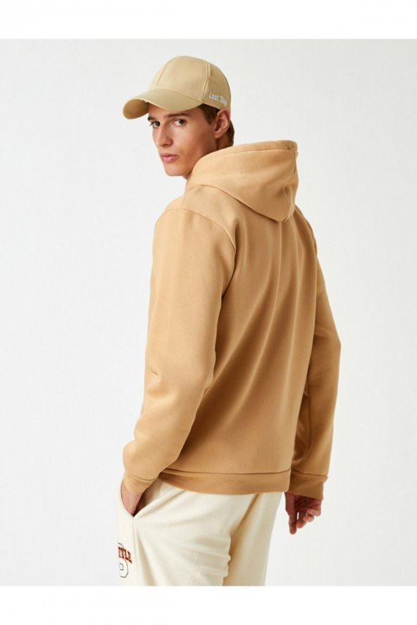 Basic Kapşonlu Sweatshirt - Resim 4