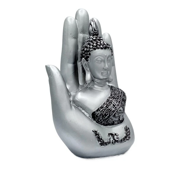 Shakyamuni Amitabha Buda Eli Gümüş Biblo 18 cm - Resim 2
