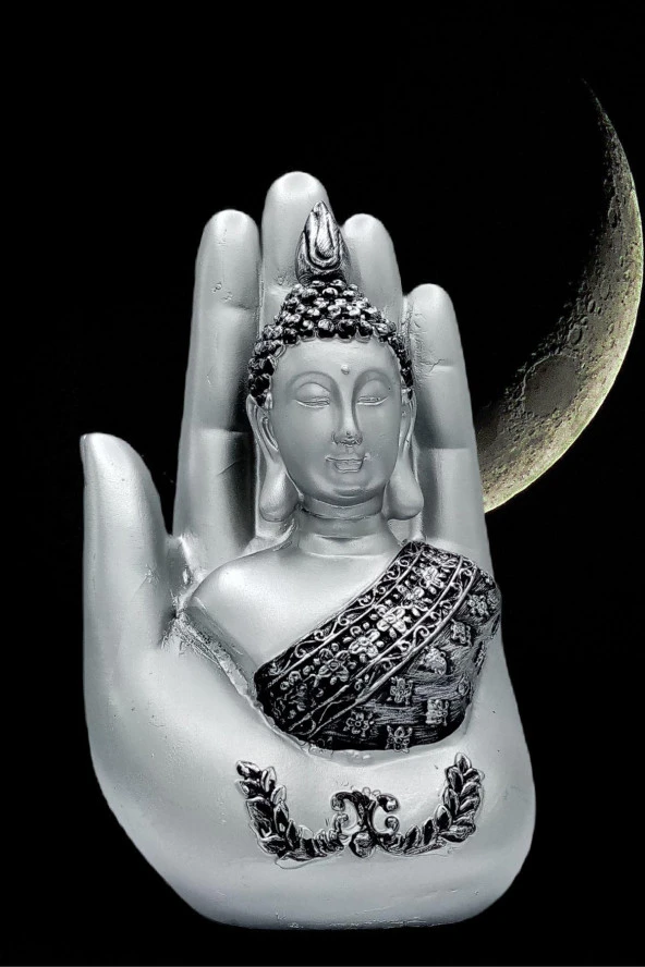 Shakyamuni Amitabha Buda Eli Gümüş Biblo 18 cm - Resim 9