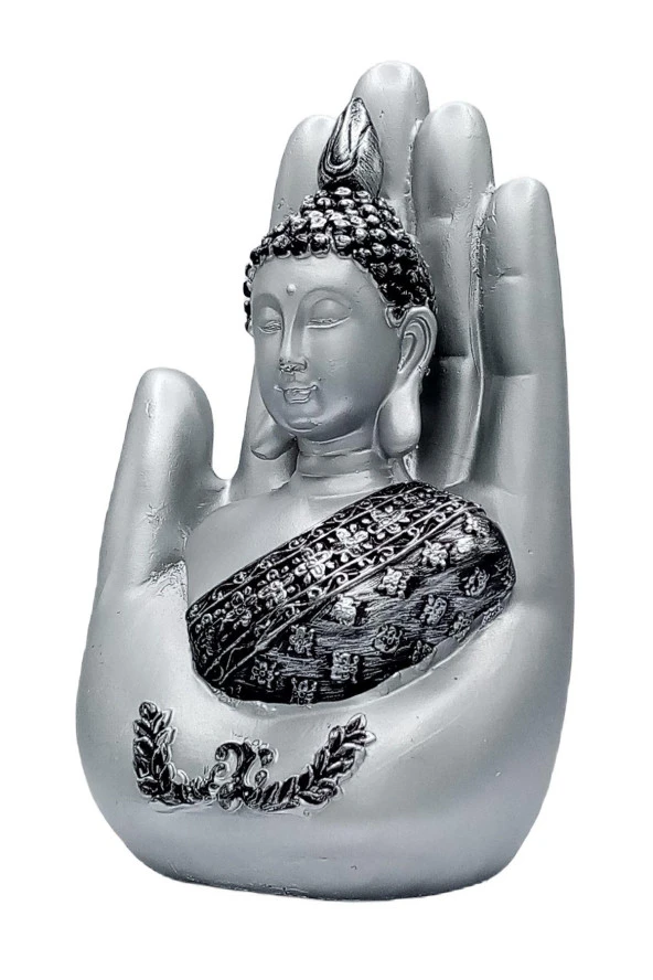 Shakyamuni Amitabha Buda Eli Gümüş Biblo 18 cm - Resim 7