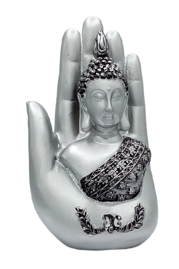 Shakyamuni Amitabha Buda Eli Gümüş Biblo 18 cm - Resim 5