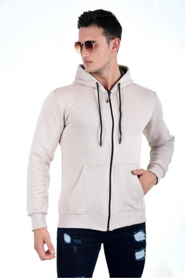 Kapüşonlu Fermuarlı Hoodie Içi Polarlı Kalın Sweatshirt Battal ürün görseli 1