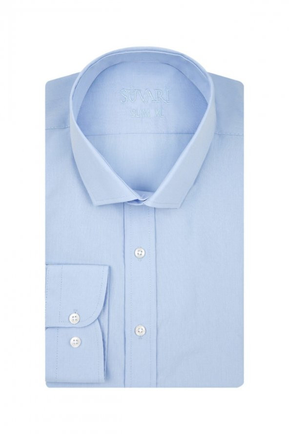 Slim Fit Açık Mavi Erkek Gömlek ürün görseli 1