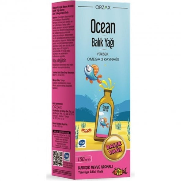 Ocean Tutti Frutti Karışık Meyve Aromalı Balık Yağı Şurup 150 ml 8697595870754 ürün görseli 1