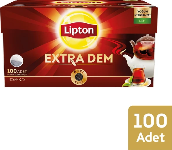 Lipton Extra Dem 100 Adet 3lü Paket Demlik Poşet Çay ürün görseli 1
