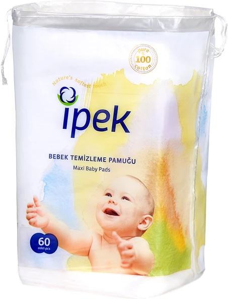 İpek Maxi Bebek Temizleme Pamuğu 60lı 12 PAKET ürün görseli 1
