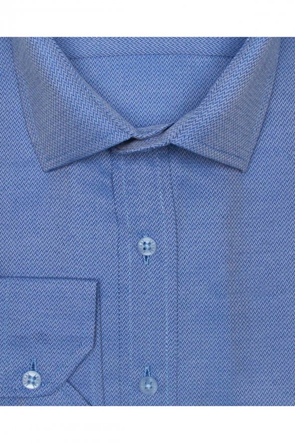 Slim Fit Armür Desenli Erkek Gömlek - Resim 2