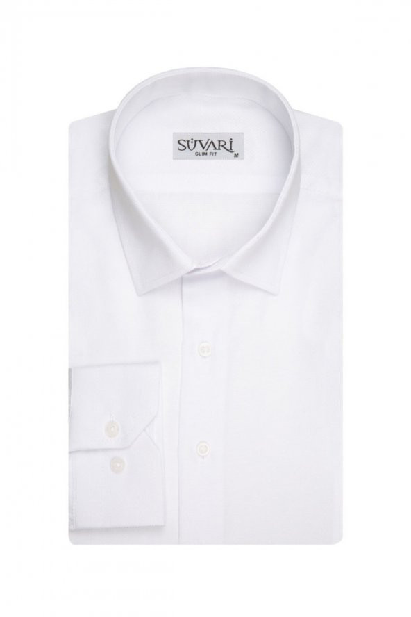 Slim Fit Armür Desenli Erkek Gömlek ürün görseli 1
