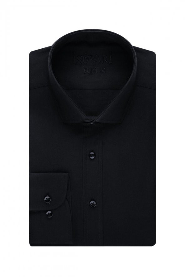 Slim Fit Siyah Erkek Gömlek ürün görseli 1