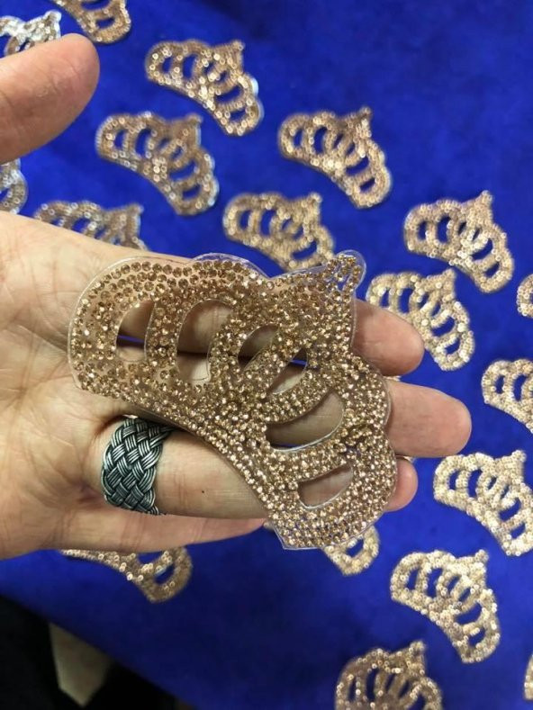 Kristal Sarı Taşlı Taç 8x5 cm - Şapka Kıyafet Taşlı Aksesuar ürün görseli 1