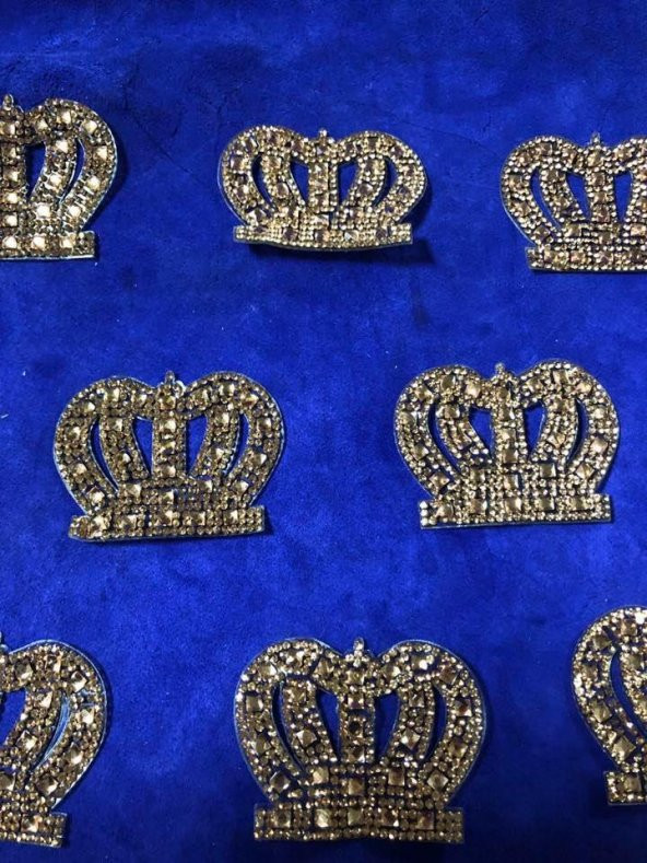 Kristal Sarı Taşlı Taç 6x4,5 cm - Şapka Kıyafet Taşlı Aksesuar ürün görseli 1