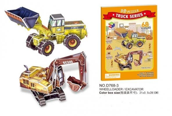 Excavator İş Makinesi 66 Parça 3D Puzzle - Truck Serisi Magic Puzzle ürün görseli 1