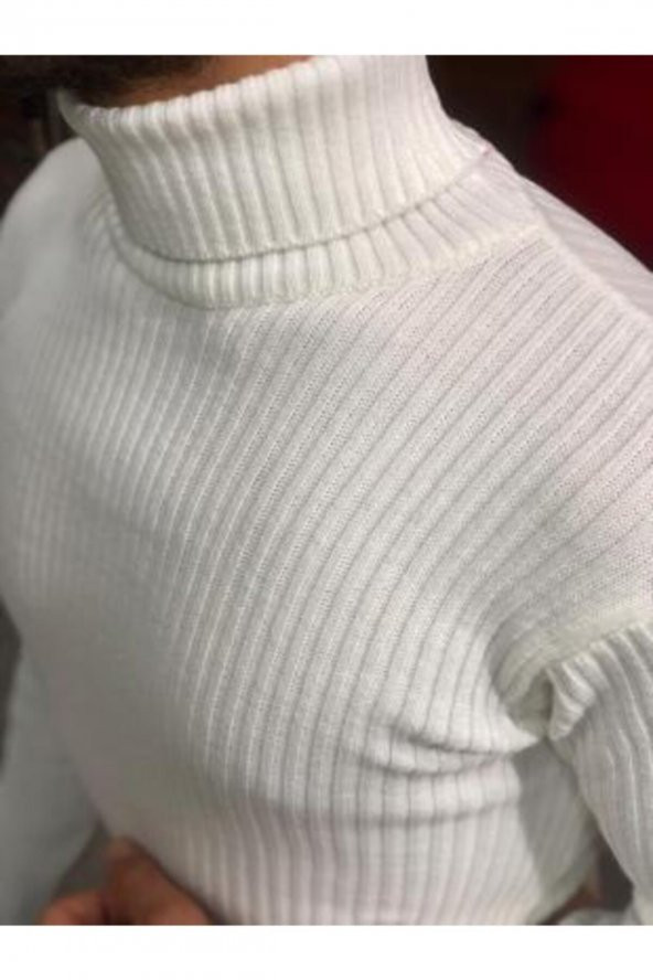 Boğazlı Slim Fit Triko Kazak - Resim 3