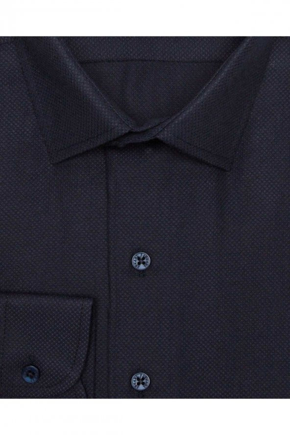 Slim Fit Armür Desenli Erkek Gömlek - Resim 2