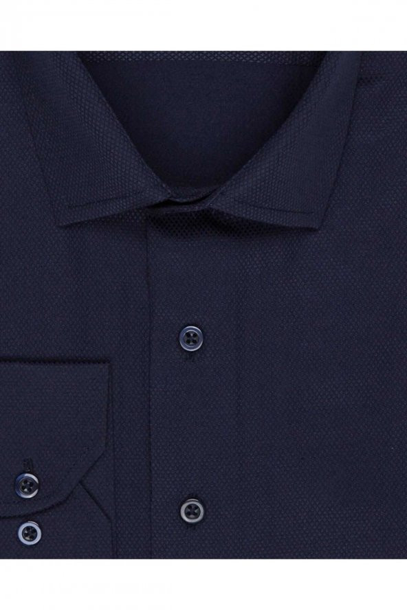 Slim Fit Armür Desenli Erkek Gömlek - Resim 4