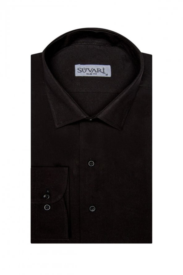 Slim Fit Siyah Erkek Gömlek ürün görseli 1