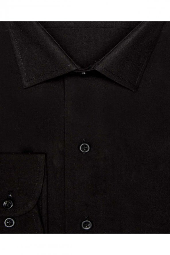 Slim Fit Siyah Erkek Gömlek - Resim 2