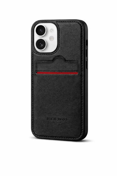 Apple iPhone 11 Kartlıklı Rich Boss Lüx Deri Kılıf Siyah ürün görseli 1