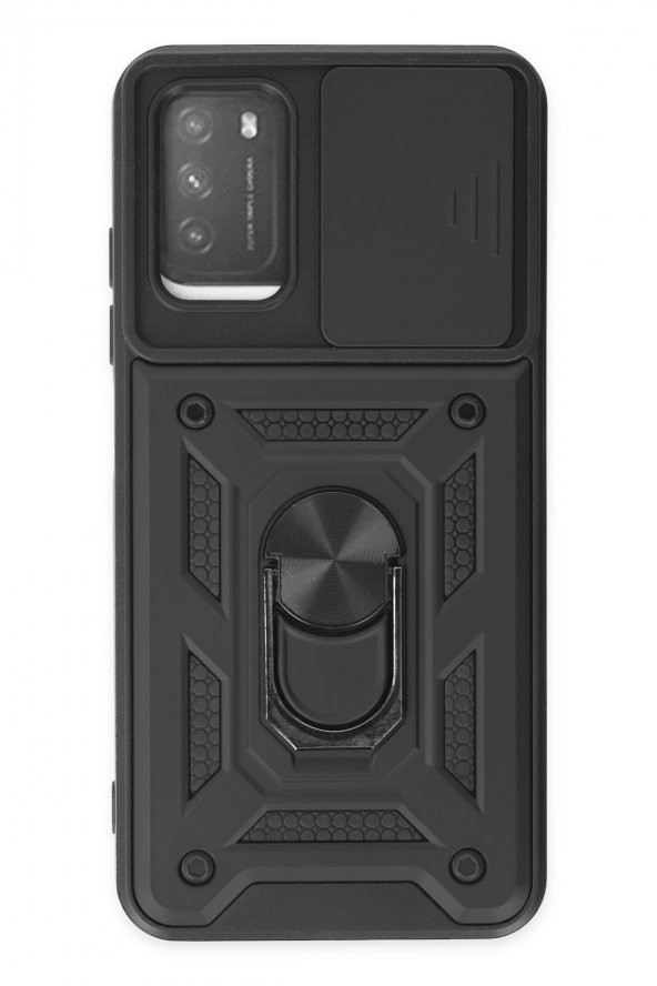 Xiaomi Redmi Note 9 4G Kılıf Pars Lens Yüzüklü Kamera Sürgülü Silikon Kılıf ürün görseli 1