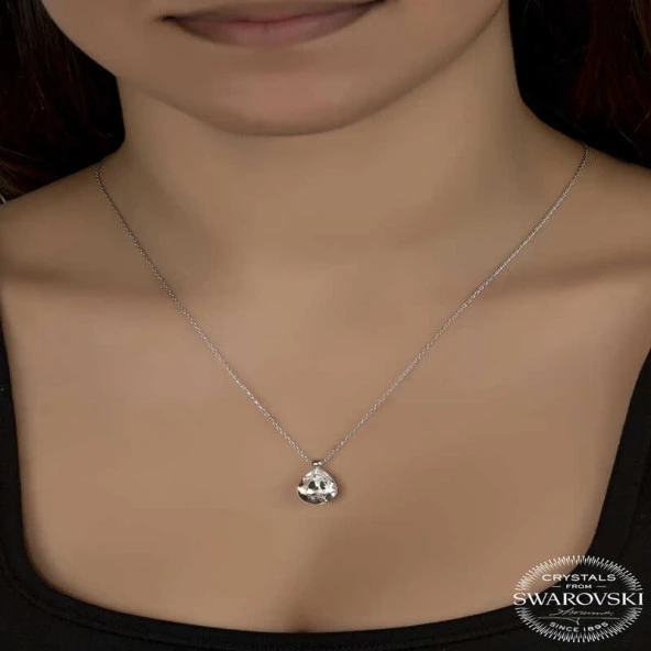 Swarovski Crystal Taşlı Damla Gümüş Kadın Kolye ürün görseli 1