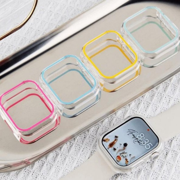 BİNANO APPLE WATCH 45MM FOSFORLU KASA KORUYUCU PEMBE ürün görseli 1