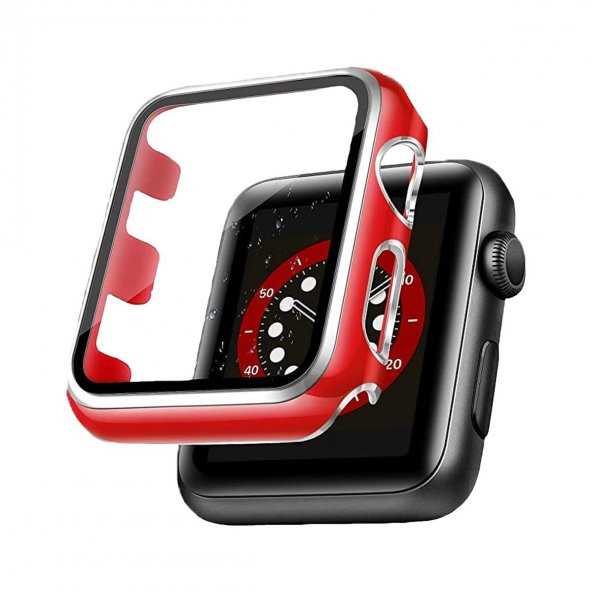 BİNANO APPLE WATCH 38MM STAR KASA VE EKRAN KORUYUCU KIRMIZI ürün görseli 1