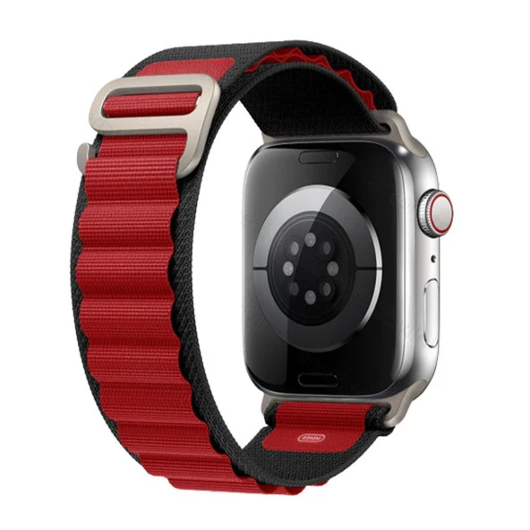 E2M APPLE WATCH 42-44-45-49MM KRD-26 ALPINE ÇİFT RENKLİ BORDO KORDON ürün görseli 1