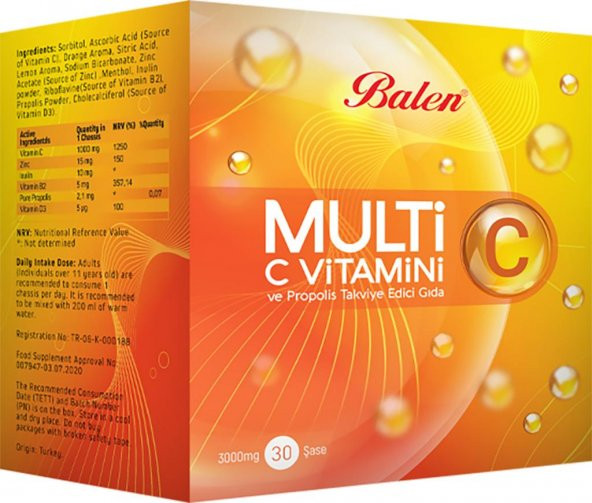 Balen Multi-C C Vitamini ve Propolis Şase 30 Adet ürün görseli 1